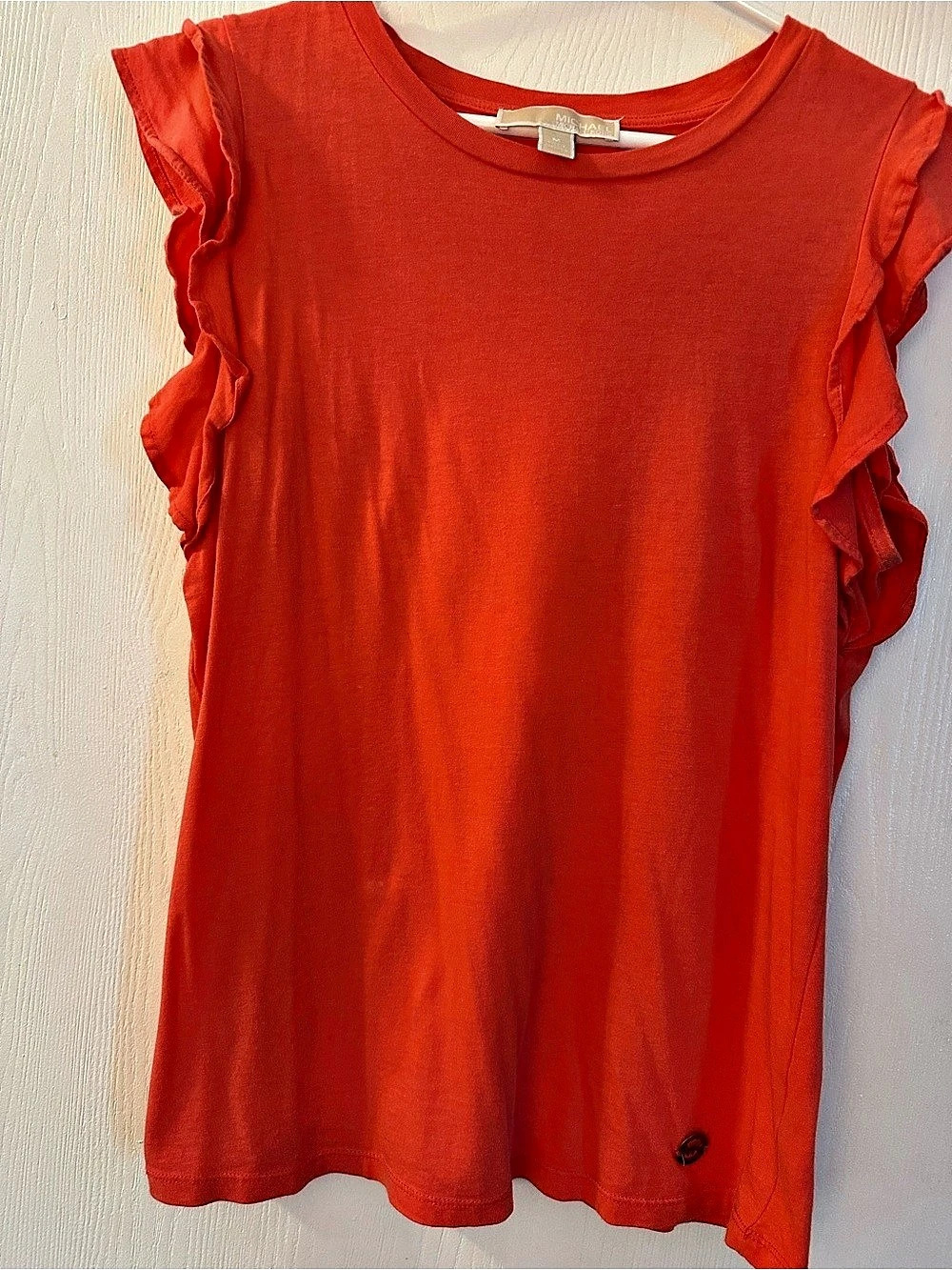 Michael Kors Red Ruffle Sleeve Top Tee good condition